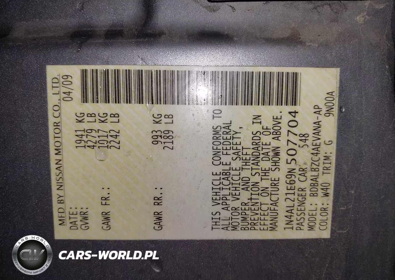 2009 Nissan Altima 2.5 S VIN:1N4AL21E69N507704 - 9