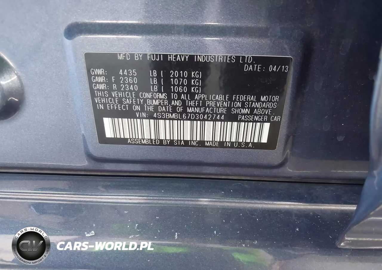 2013 Subaru Legacy 2.5I Limited VIN:4S3BMBL67D3042744 - 9