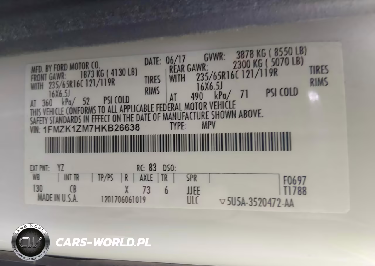 2017 Ford Transit-150 Xl VIN:1FMZK1ZM7HKB26638 - 9