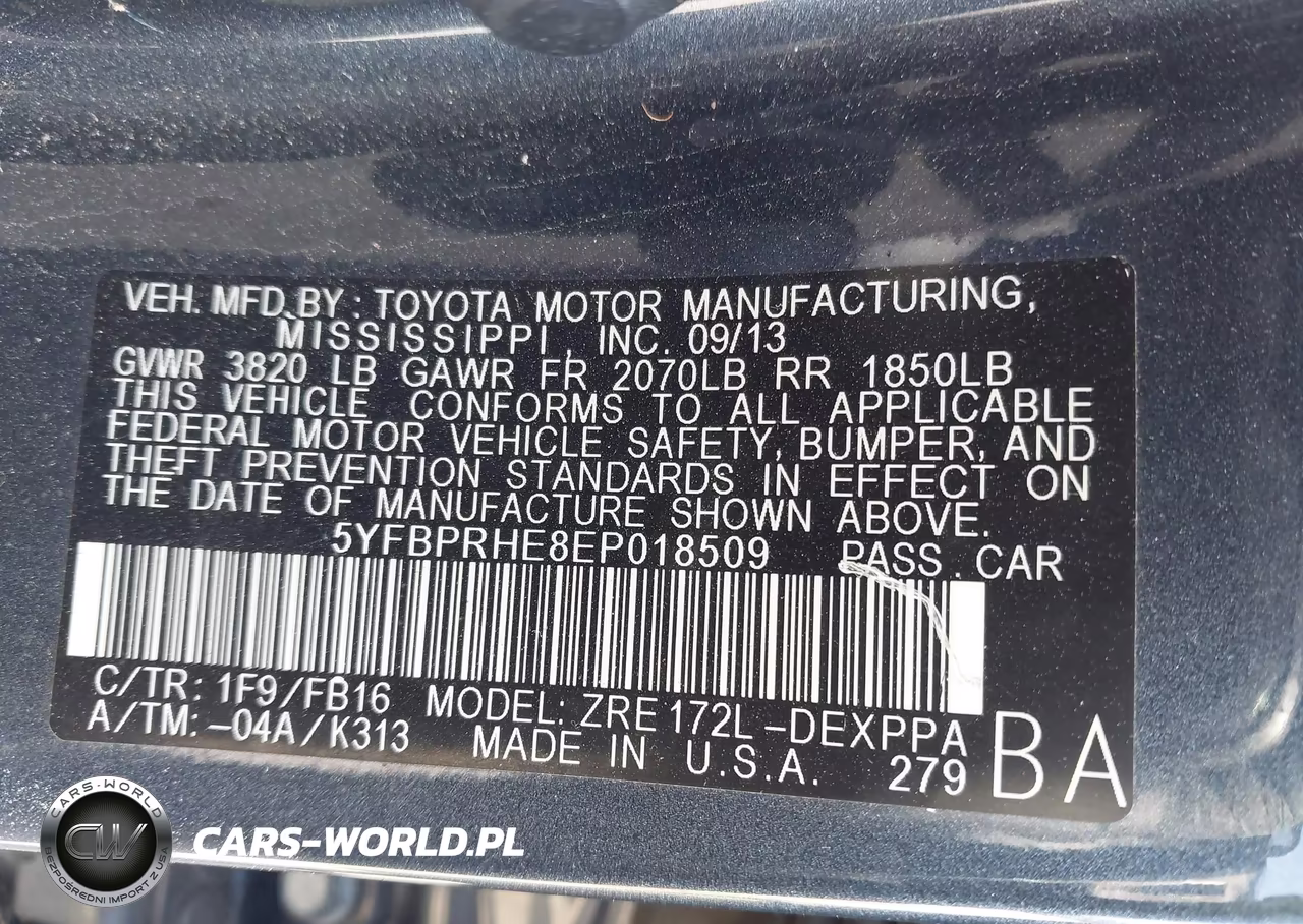 2014 Toyota Corolla Le Eco Plus VIN:5YFBPRHE8EP018509 - 9