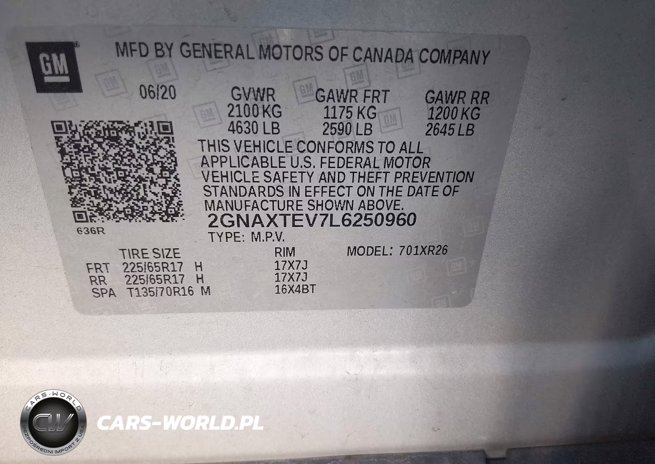 2020 Chevrolet Equinox Awd 2Fl VIN:2GNAXTEV7L6250960 - 9
