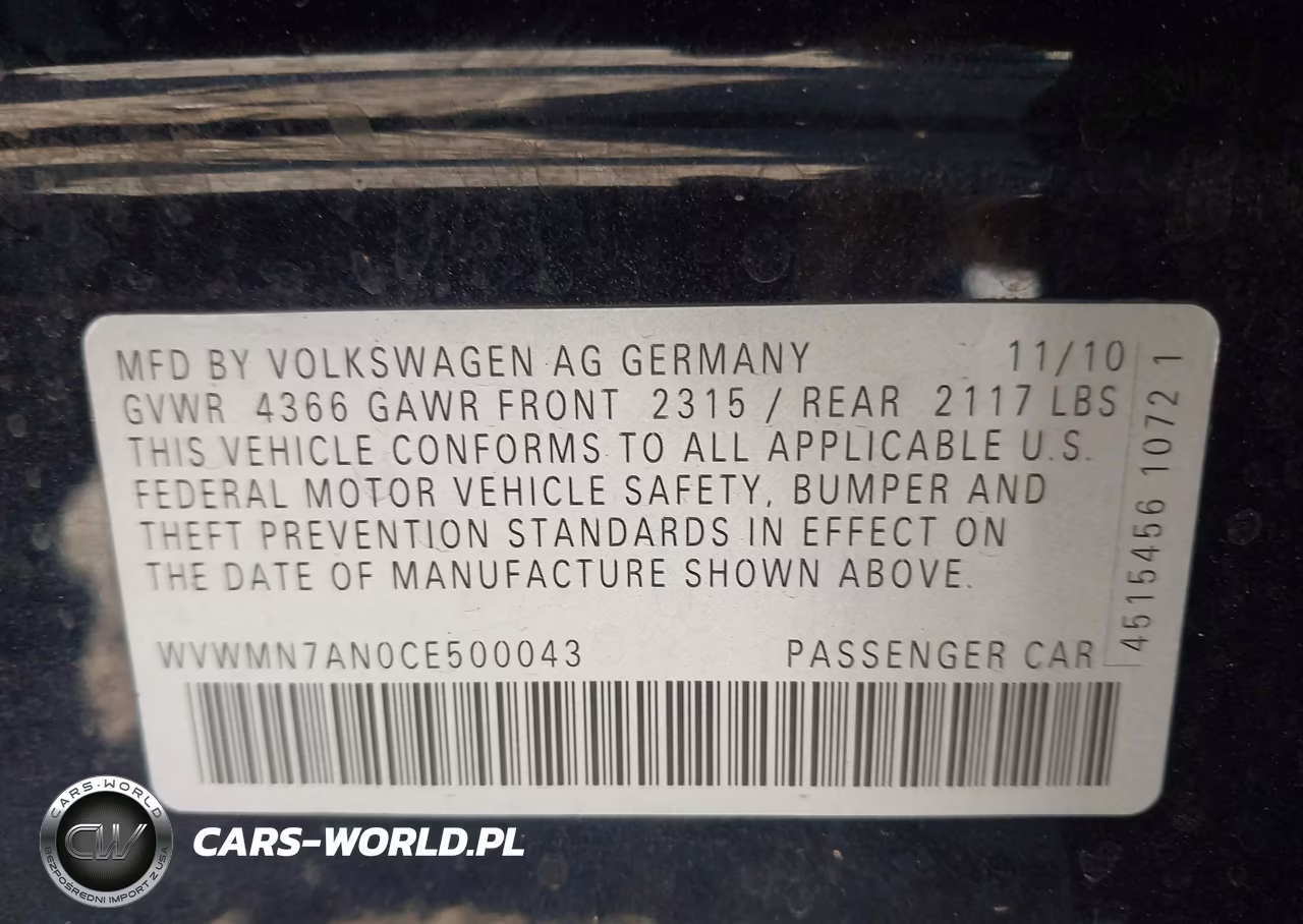 2012 Volkswagen Cc Sport VIN:WVWMN7AN0CE500043 - 9