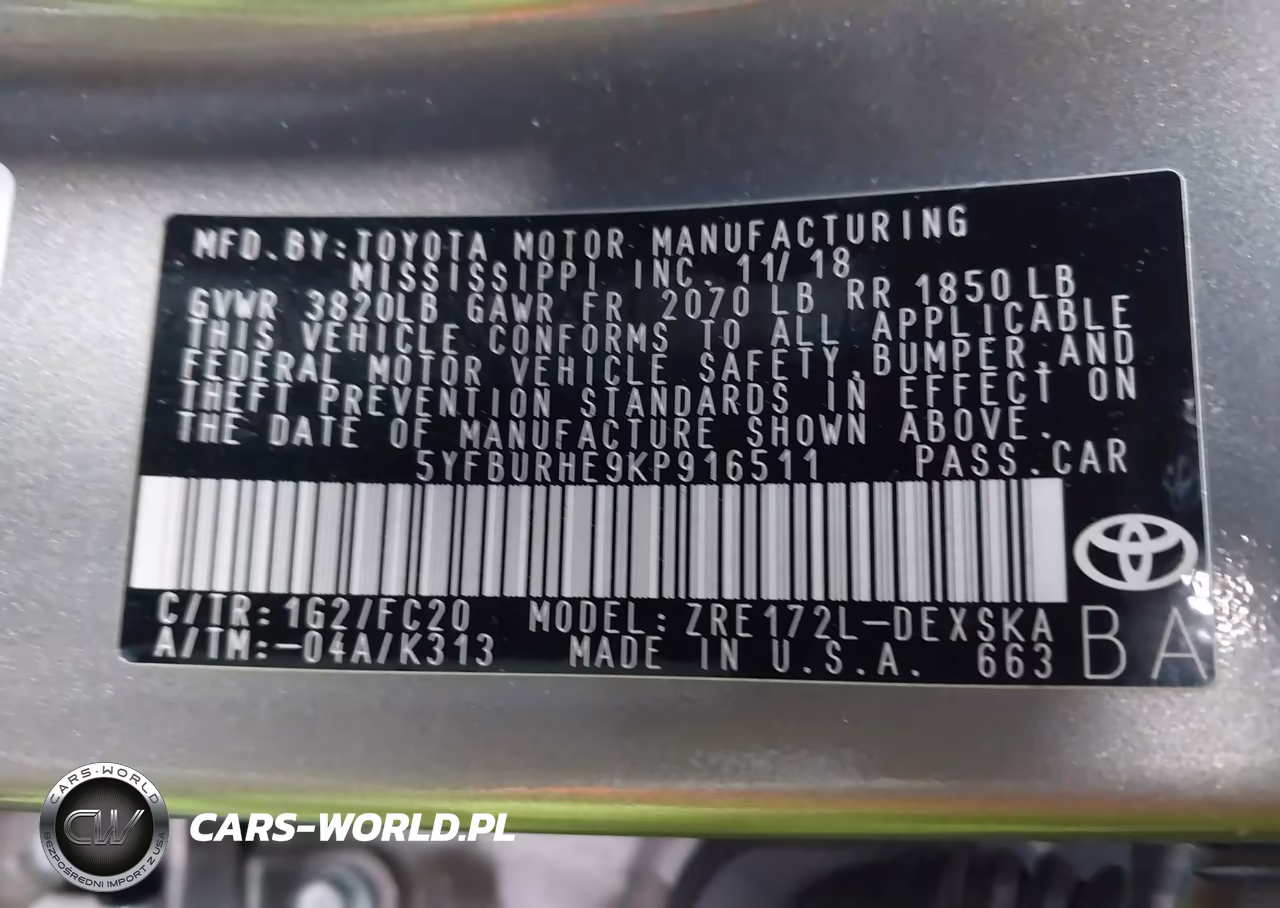 2019 Toyota Corolla Se VIN:5YFBURHE9KP916511 - 17