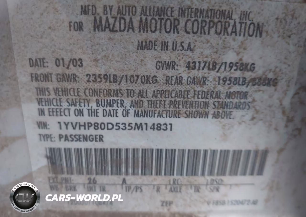 2003 Mazda Mazda6 S VIN:1YVHP80D535M14831 - 9