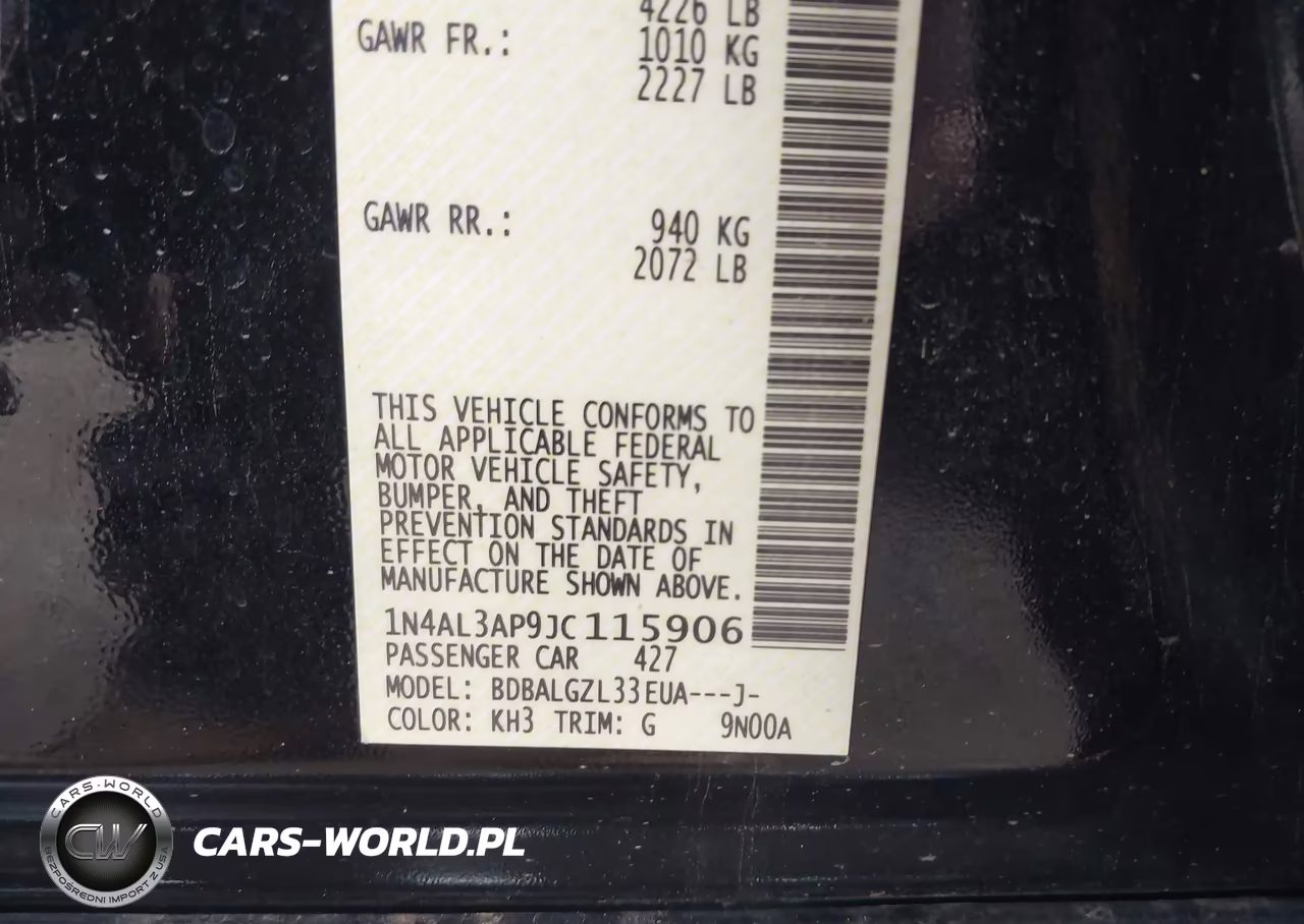 2018 Nissan Altima 2.5 S VIN:1N4AL3AP9JC115906 - 9
