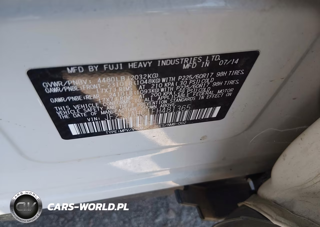2015 Subaru Forester 2.5I Limited VIN:JF2SJAHC1FH481365 - 9