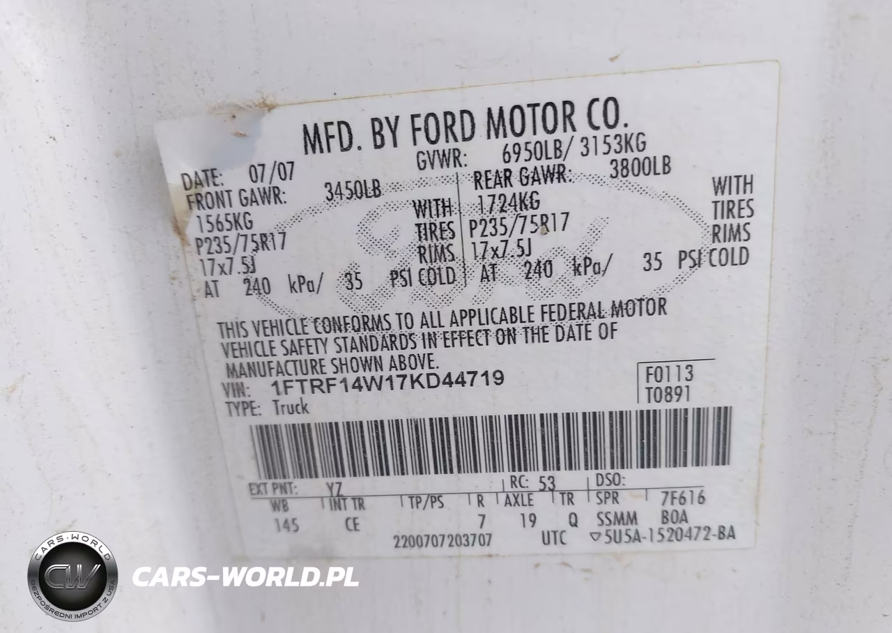 2007 Ford F-150 Stx-Xl-Xlt VIN:1FTRF14W17KD44719 - 9