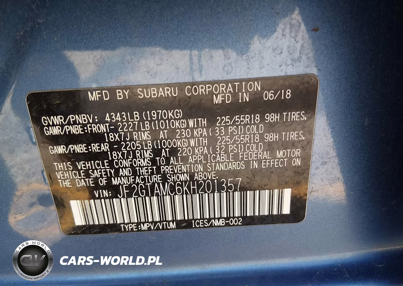 2019 Subaru Crosstrek 2.0I Limited VIN:JF2GTAMC6KH201357 - 9