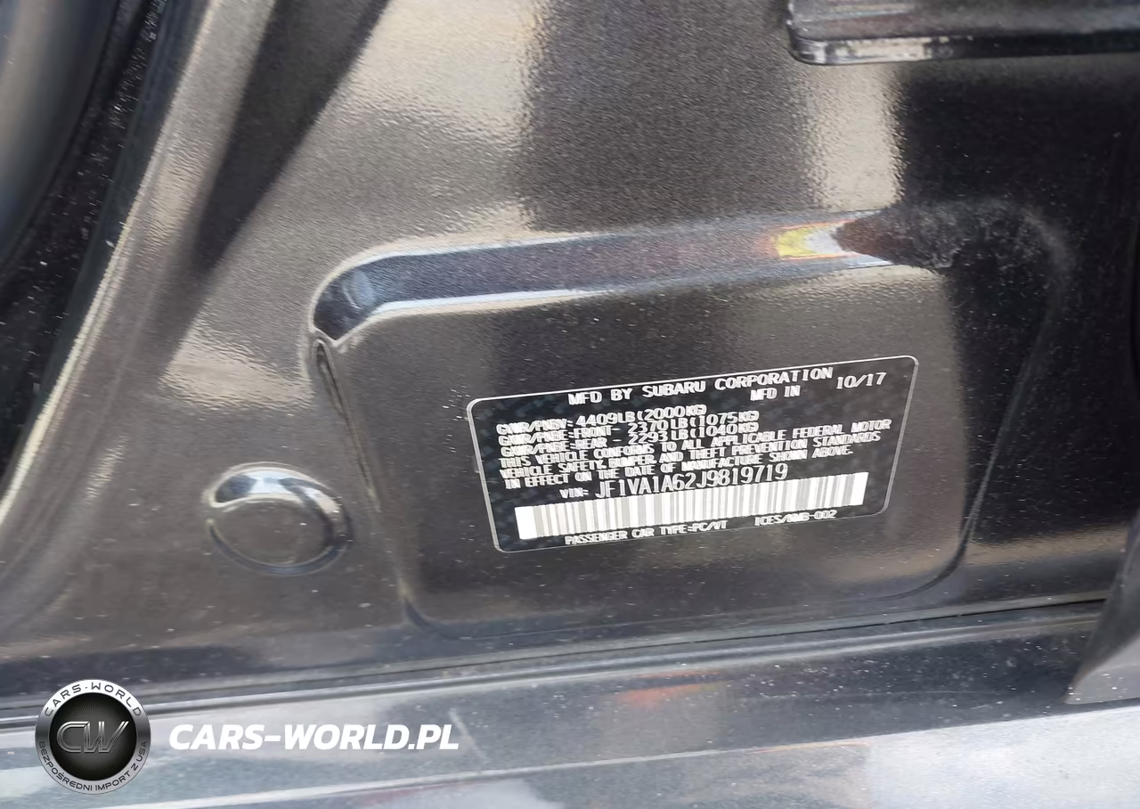 2018 Subaru Wrx VIN:JF1VA1A62J9819719 - 9
