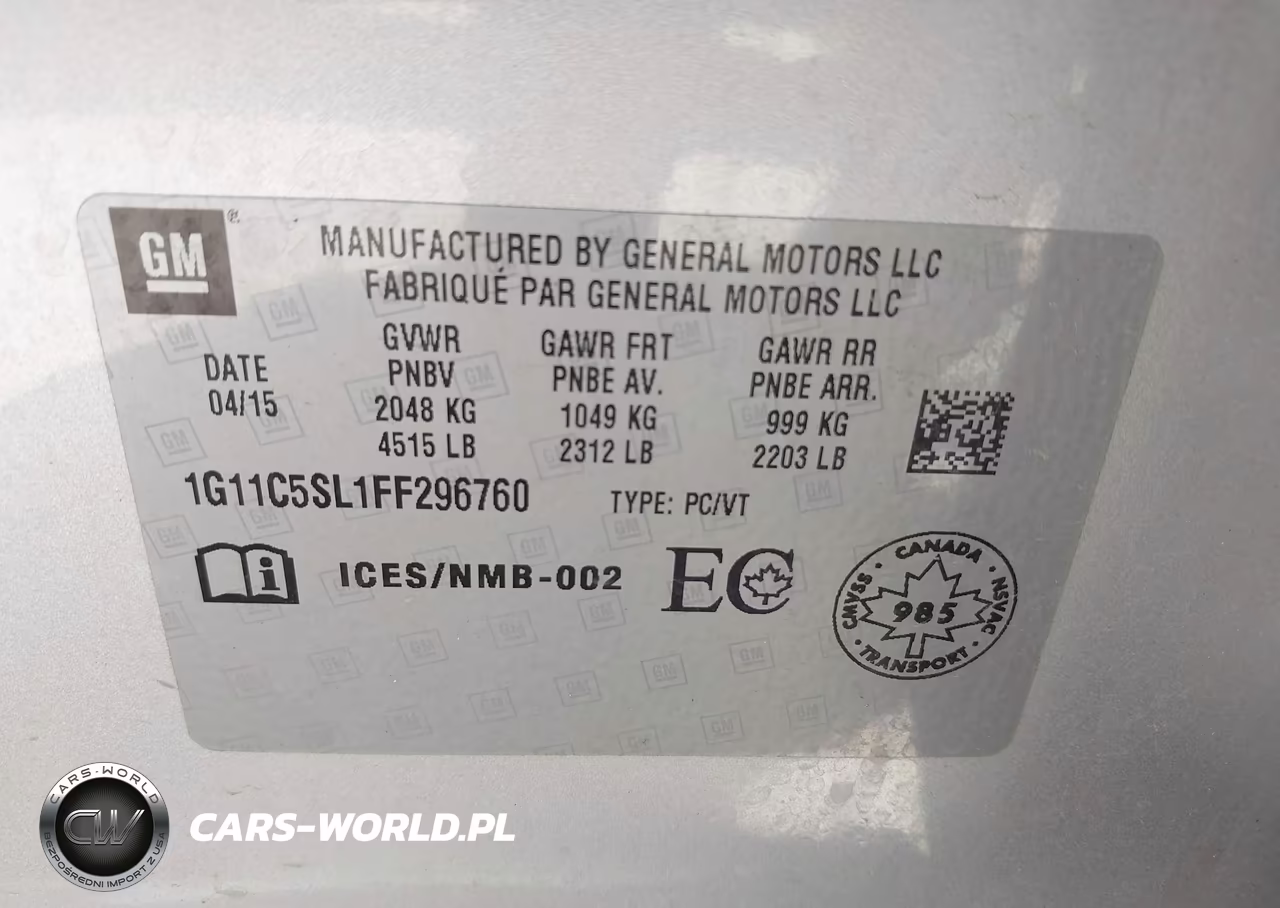 2015 Chevrolet Malibu 1Lt VIN:1G11C5SL1FF296760 - 9