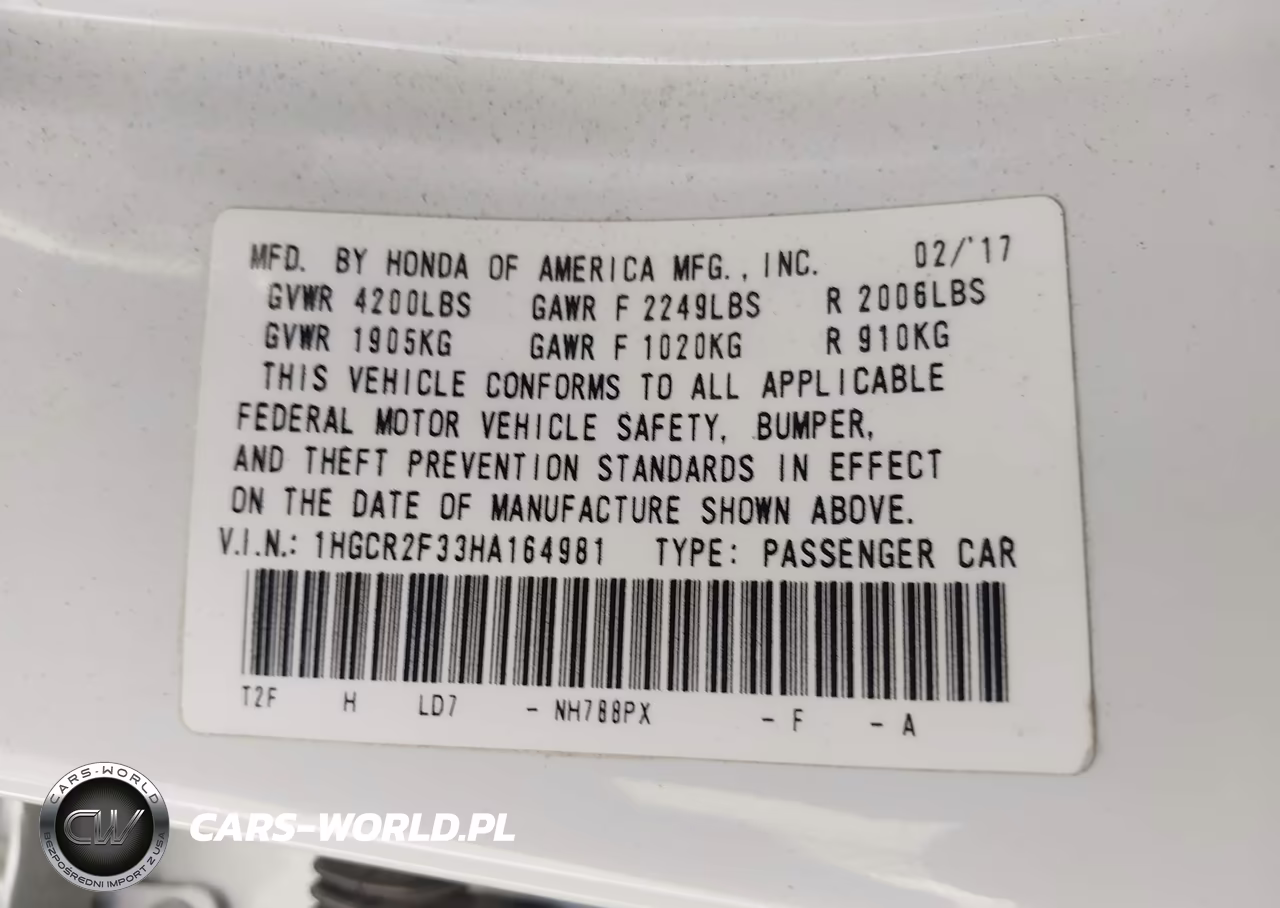 2017 Honda Accord Lx VIN:1HGCR2F33HA164981 - 9