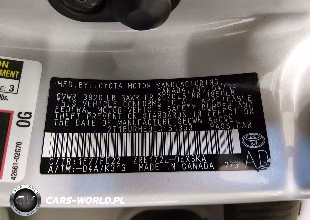 2014 Toyota Corolla S VIN:2T1BURHE9EC151353 - 9
