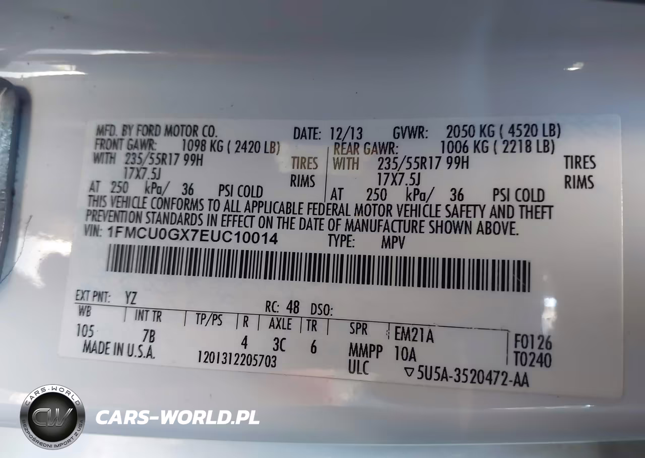 2014 Ford Escape Se VIN:1FMCU0GX7EUC10014 - 9