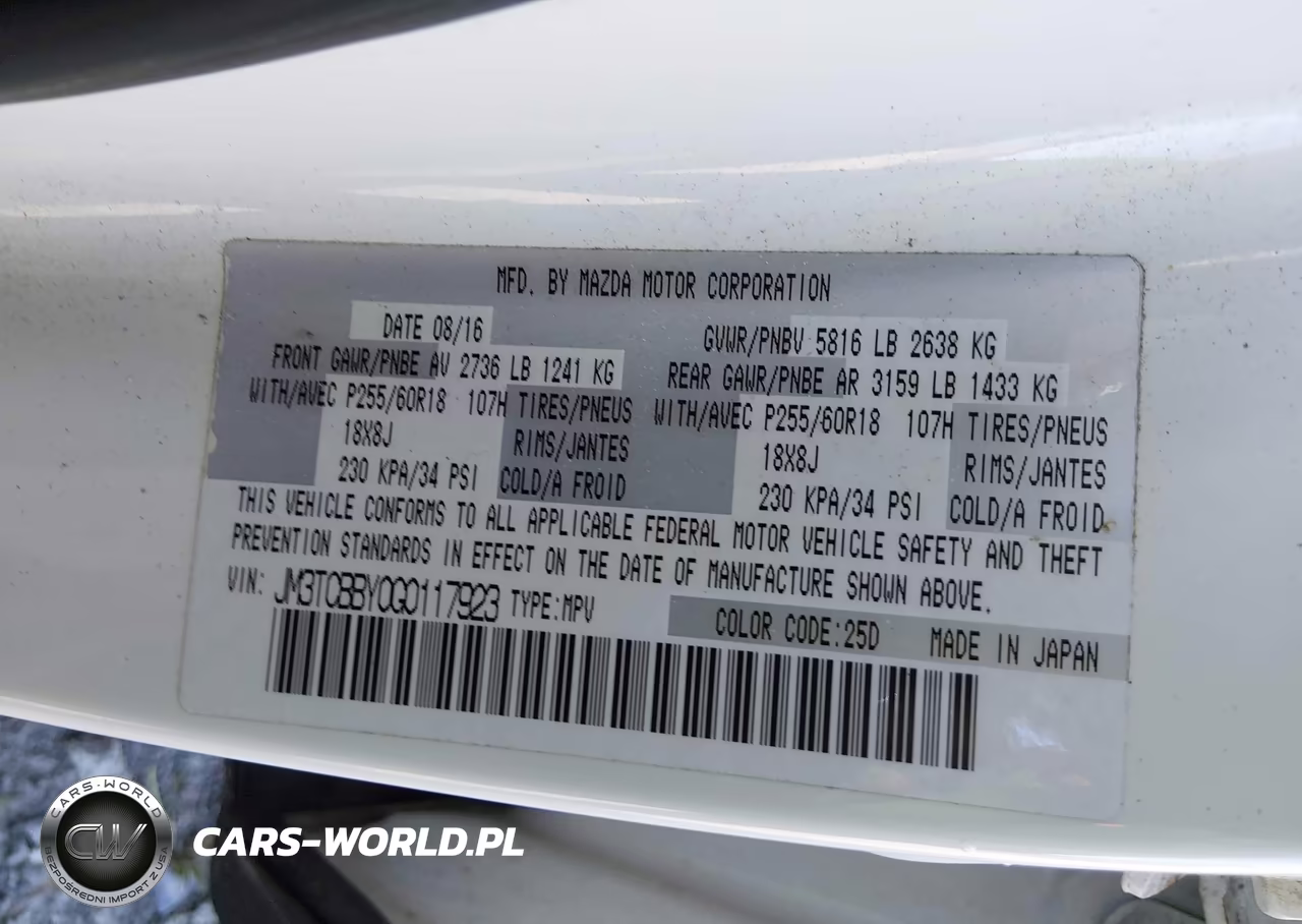 2016 Mazda Cx-9 Sport VIN:JM3TCBBY0G0117923 - 9
