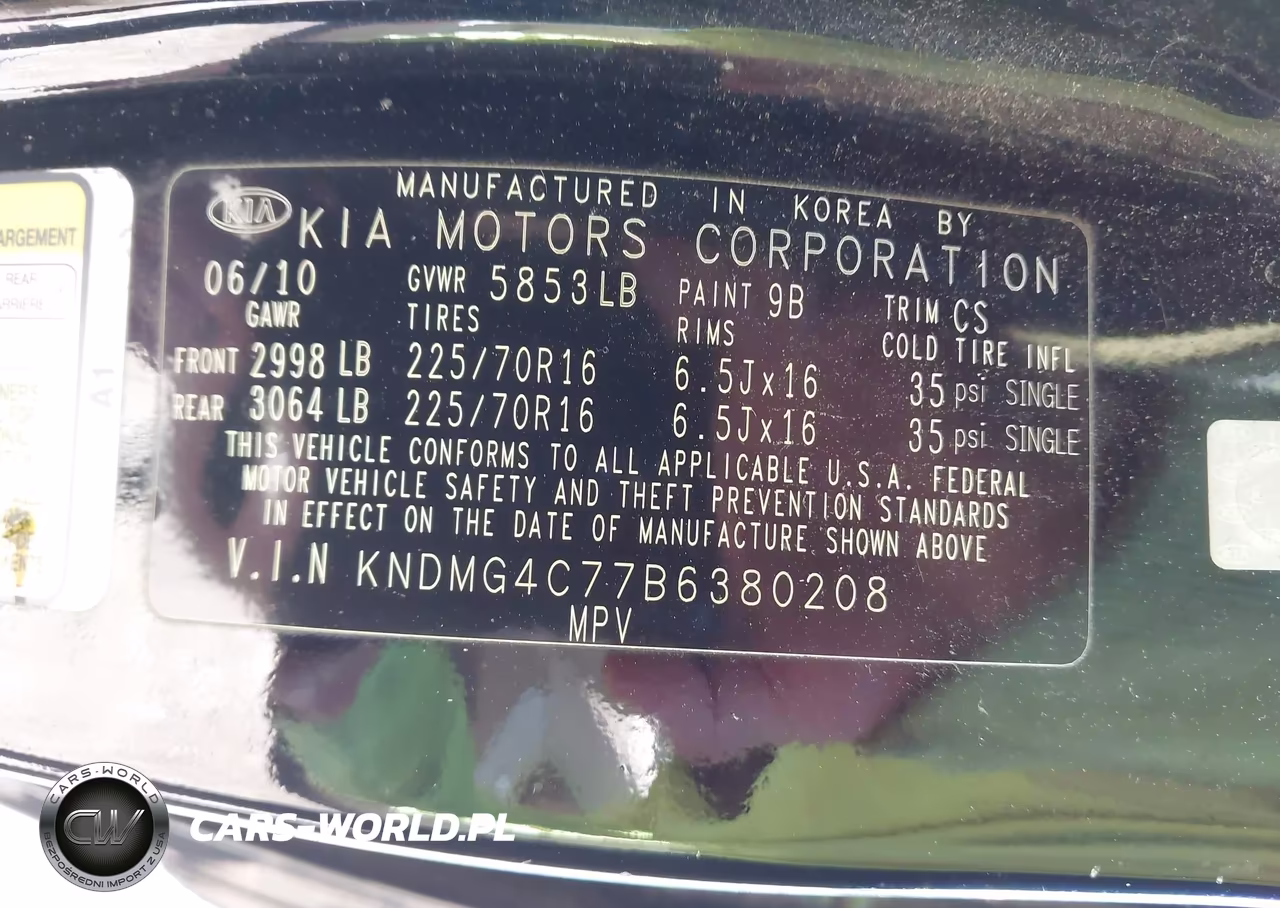 2011 Kia Sedona Lx VIN:KNDMG4C77B6380208 - 9