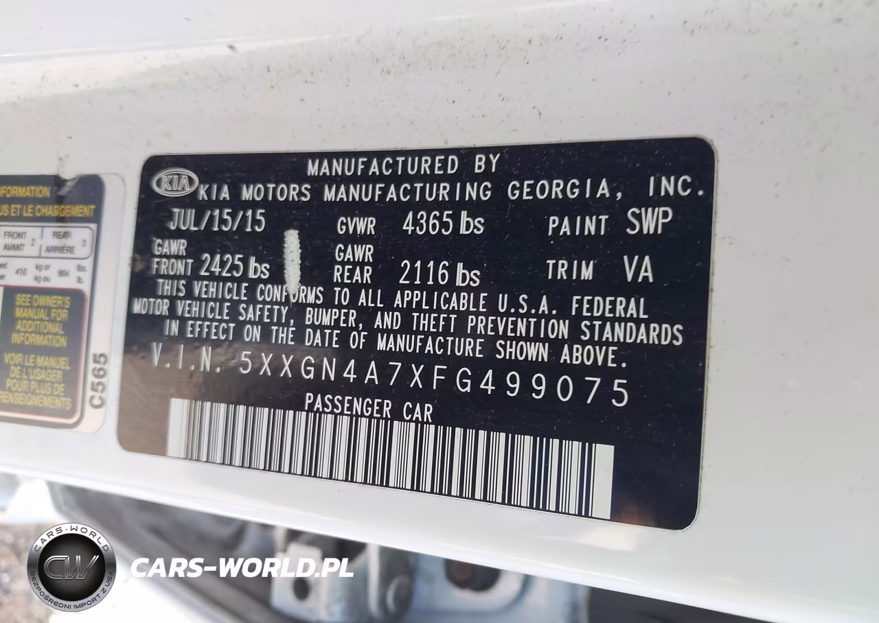 2015 Kia Optima Ex VIN:5XXGN4A7XFG499075 - 9