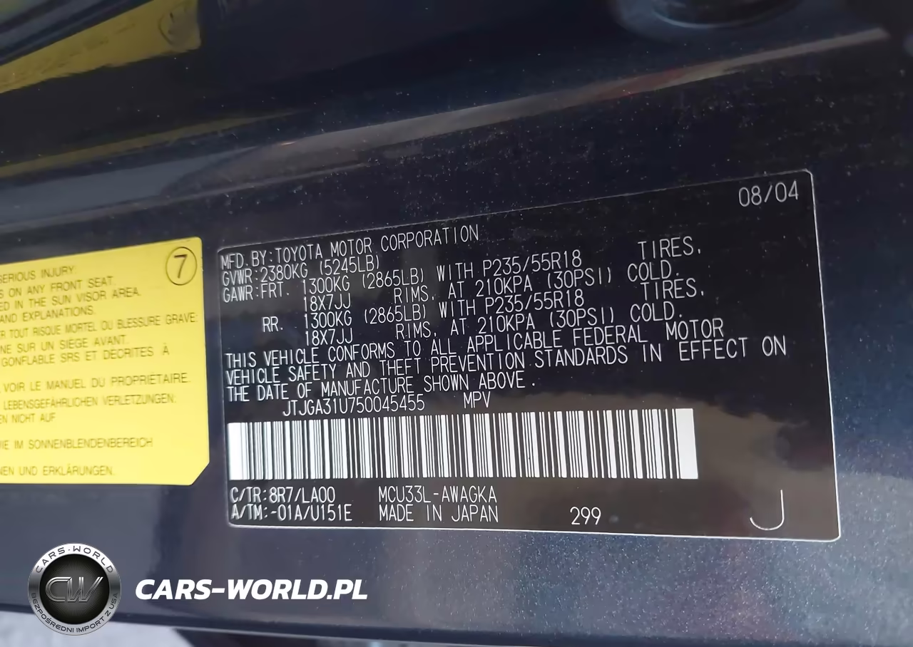 2005 Lexus Rx 330 VIN:JTJGA31U750045455 - 9