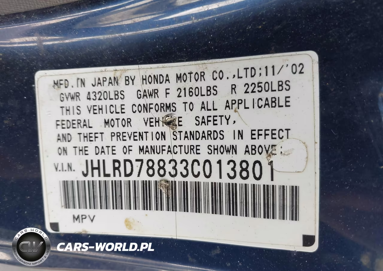 2003 Honda Cr-V Ex VIN:JHLRD78833C013801 - 9