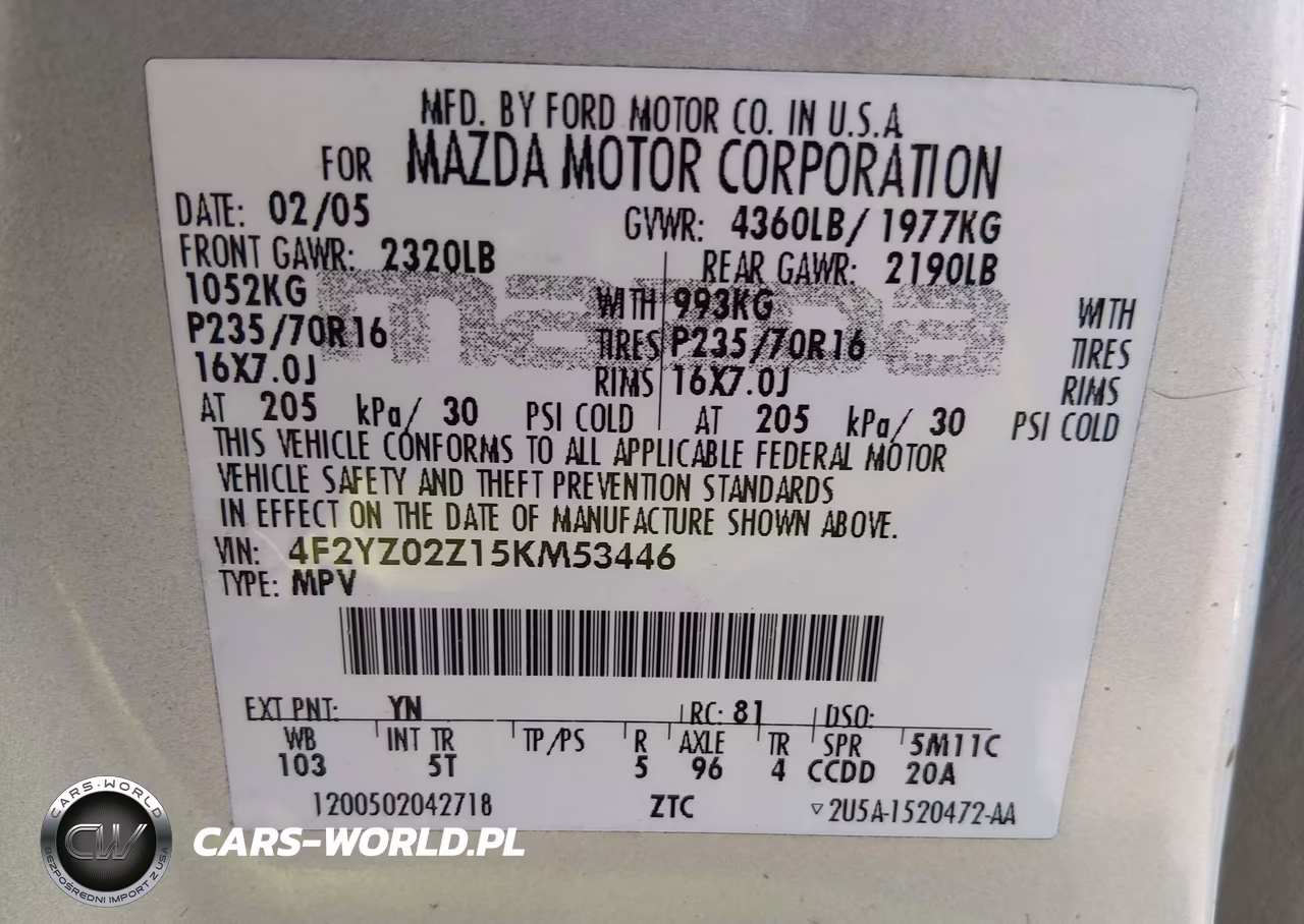 2005 Mazda Tribute I VIN:4F2YZ02Z15KM53446 - 9