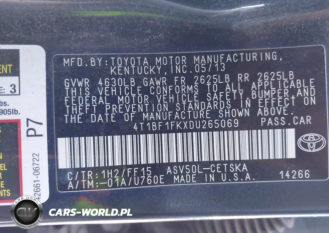 2013 Toyota Camry Se VIN:4T1BF1FKXDU265069 - 9