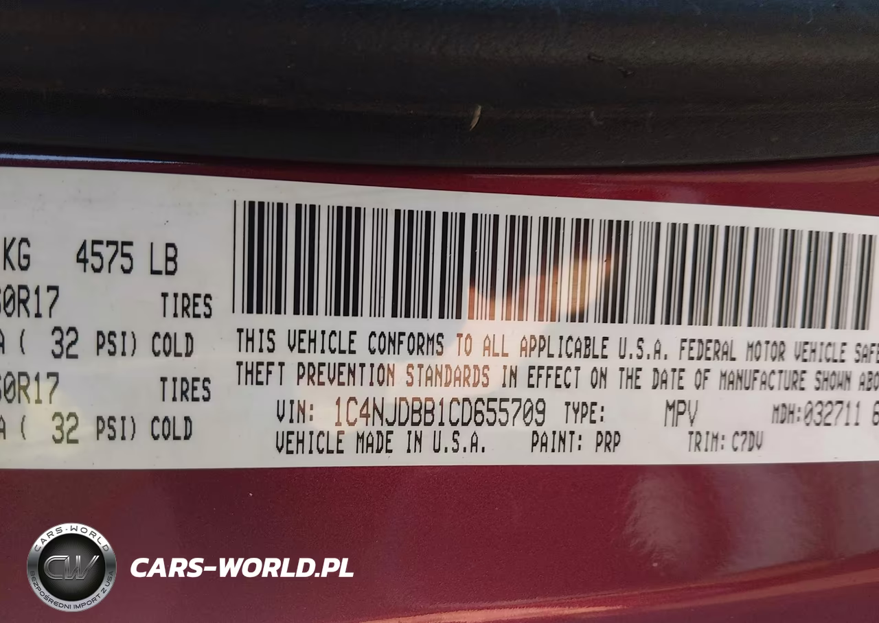 2012 Jeep Compass Sport VIN:1C4NJDBB1CD655709 - 9