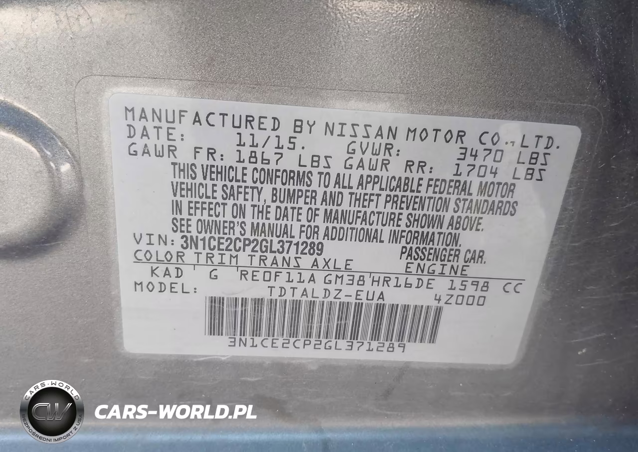 2016 Nissan Versa Note S (Sr)-S Plus-Sl-Sr-Sv VIN:3N1CE2CP2GL371289 - 9
