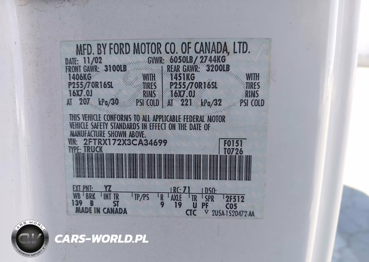 2003 Ford F-150 Xl-Xlt VIN:2FTRX172X3CA34699 - 9