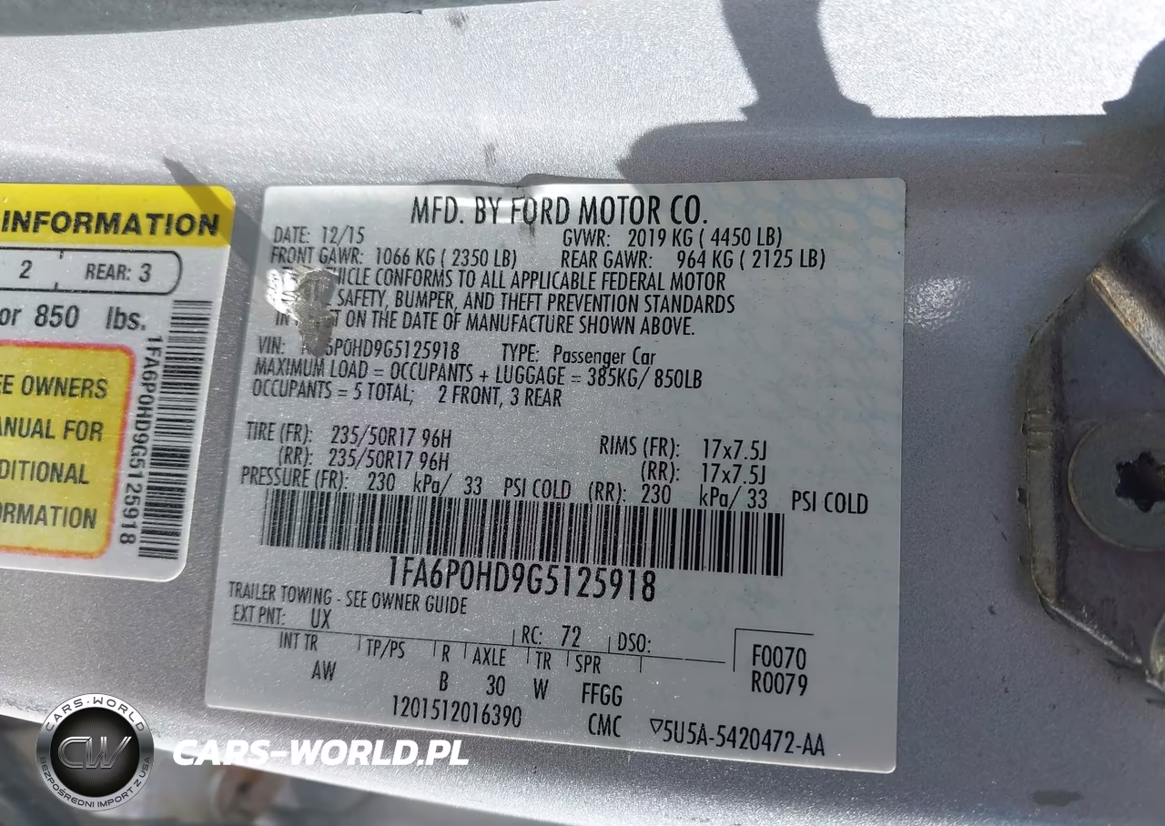 2016 Ford Fusion Se VIN:1FA6P0HD9G5125918 - 9