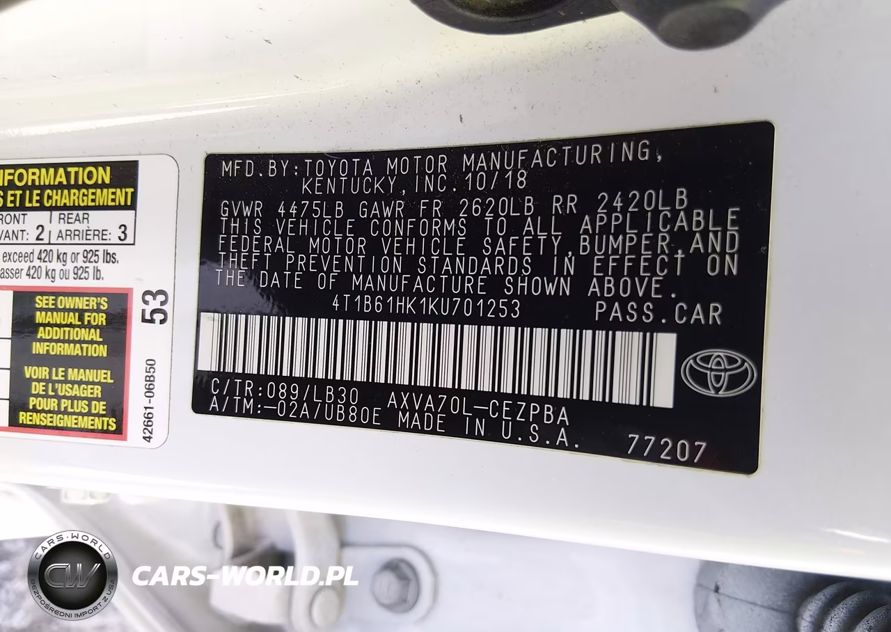 2019 Toyota Camry Xse VIN:4T1B61HK1KU701253 - 9