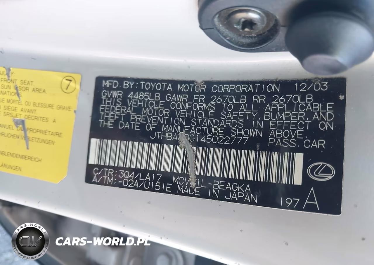 LEXUS ES 330 VIN:JTHBA30G145022777 - 12