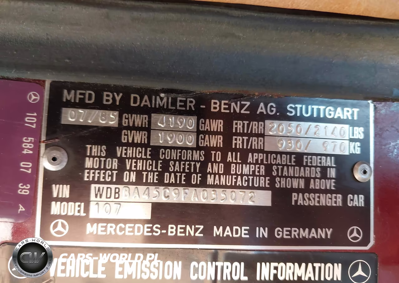 1985 Mercedes-Benz 380 Sl VIN:WDBBA45C9FA035072 - 9