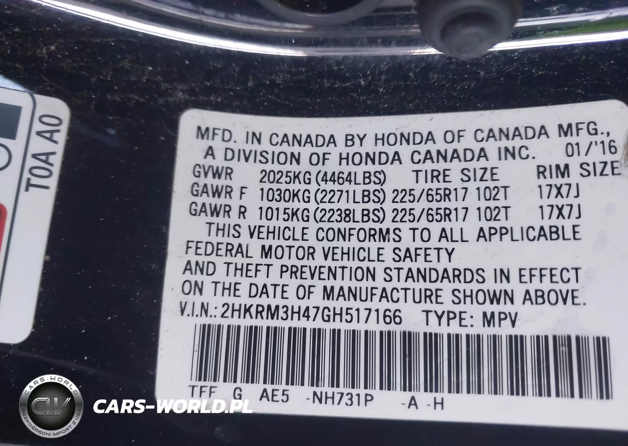 2016 Honda Cr-V Se VIN:2HKRM3H47GH517166 - 9