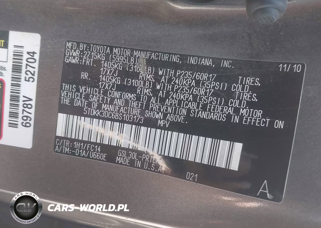 2011 Toyota Sienna Le V6 VIN:5TDKK3DC6BS103173 - 9