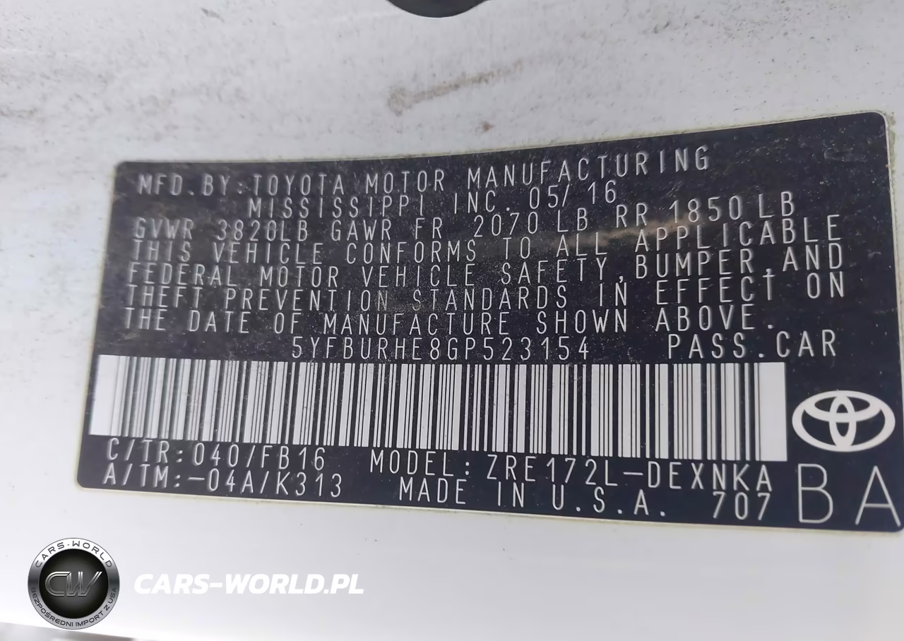 2016 Toyota Corolla Le VIN:5YFBURHE8GP523154 - 9