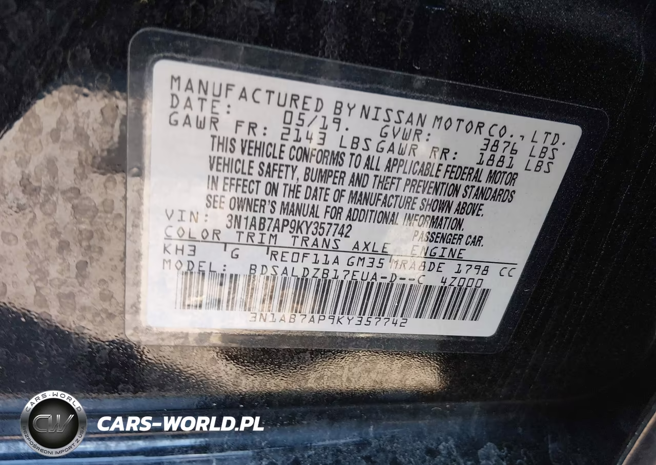 2019 Nissan Sentra Sv VIN:3N1AB7AP9KY357742 - 9