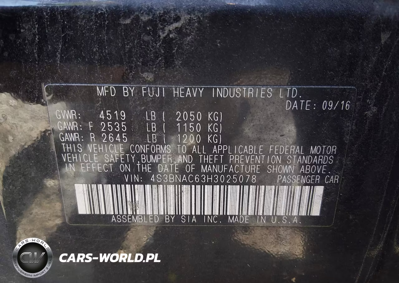 2017 Subaru Legacy 2.5I Premium VIN:4S3BNAC63H3025078 - 9
