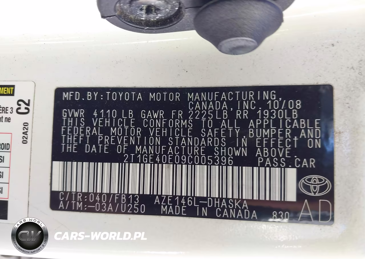 2009 Toyota Matrix Xrs VIN:2T1GE40E09C005396 - 9