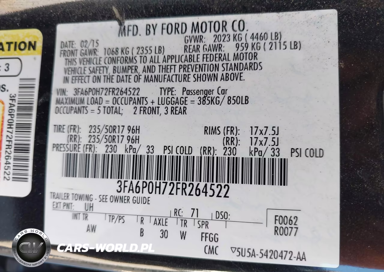 2015 Ford Fusion Se VIN:3FA6P0H72FR264522 - 9