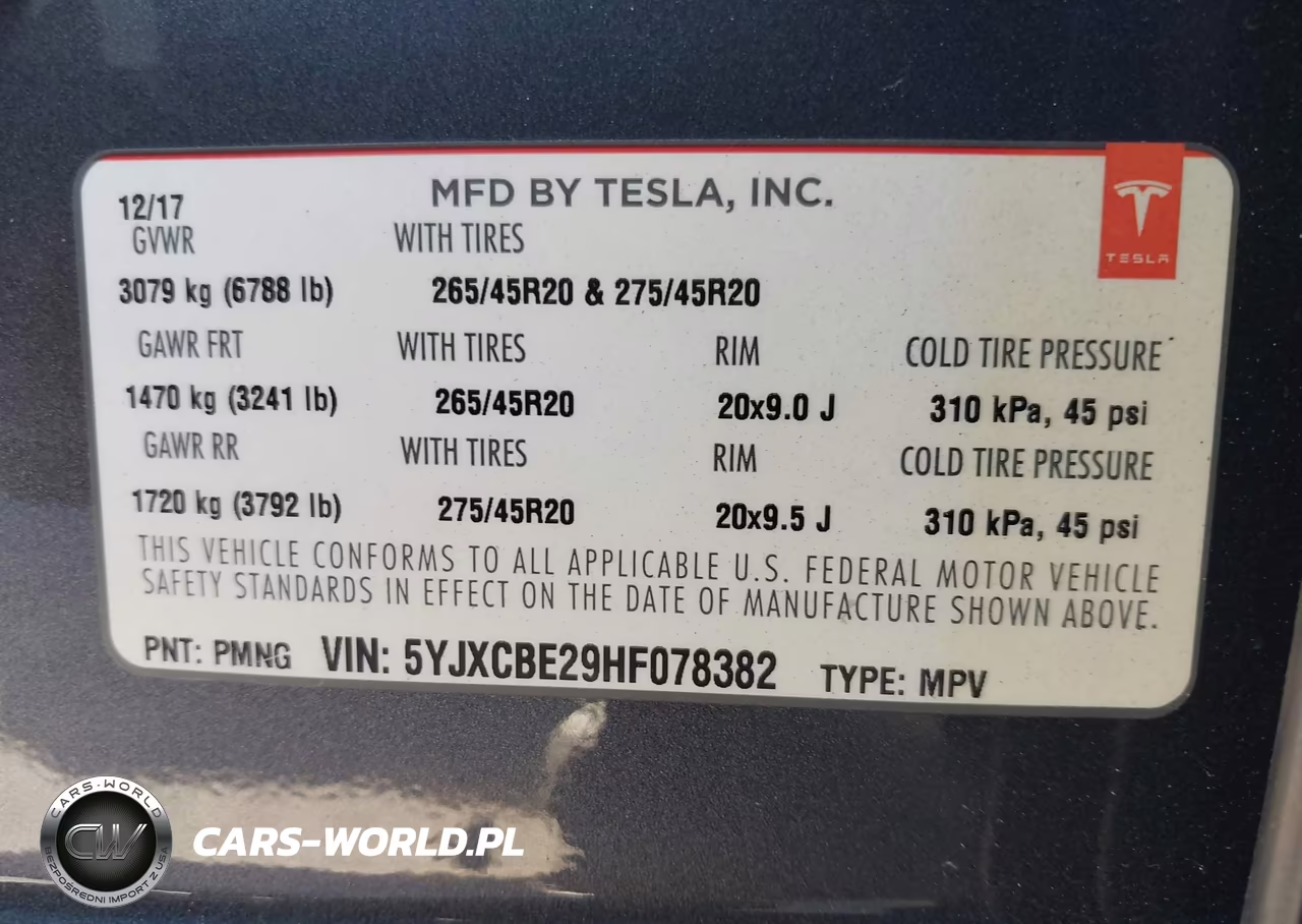 2017 Tesla Model X 100D-75D-90D VIN:5YJXCBE29HF078382 - 9