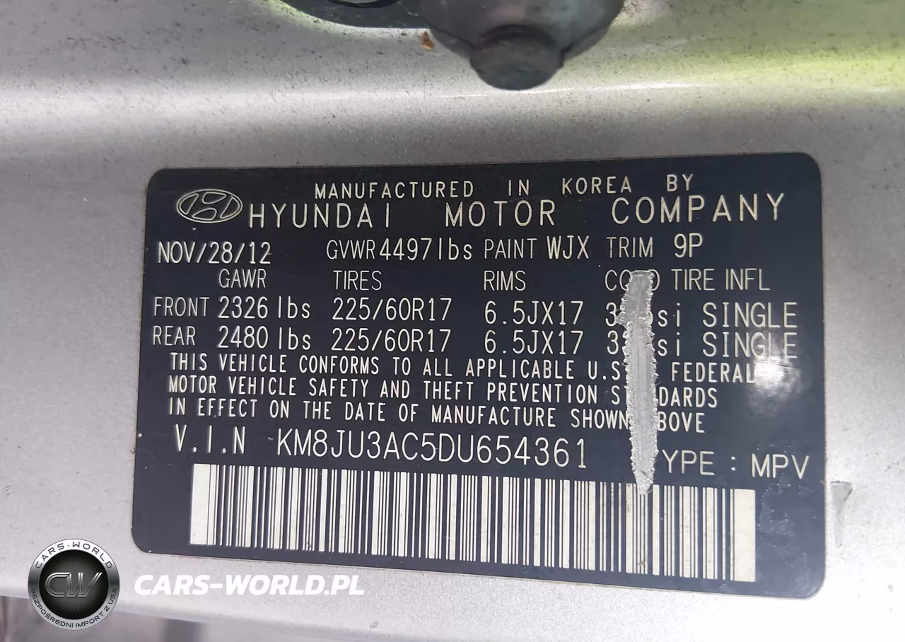 2013 Hyundai Tucson Gls VIN:KM8JU3AC5DU654361 - 9