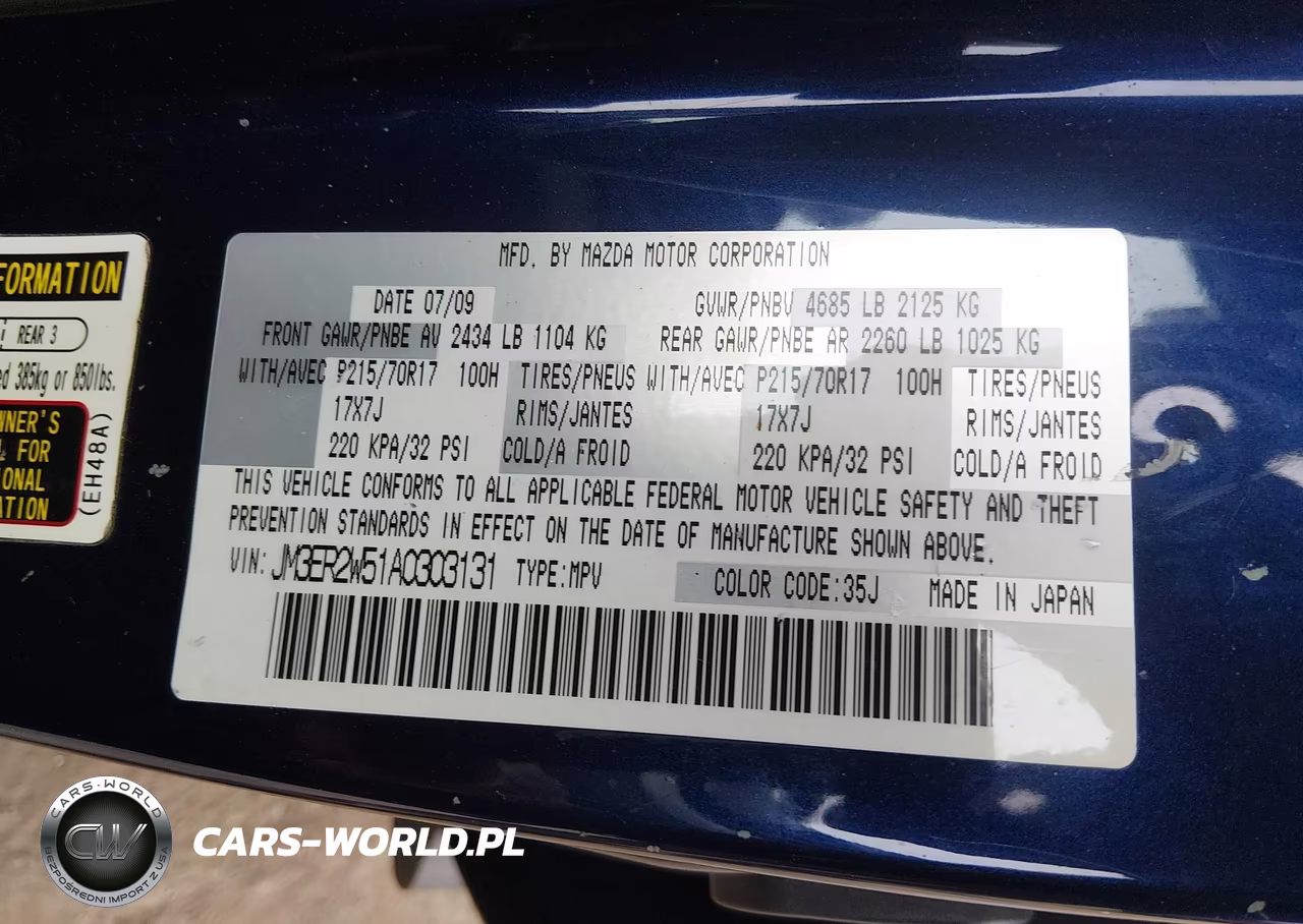 2010 Mazda Cx-7 I Sport VIN:JM3ER2W51A0303131 - 9