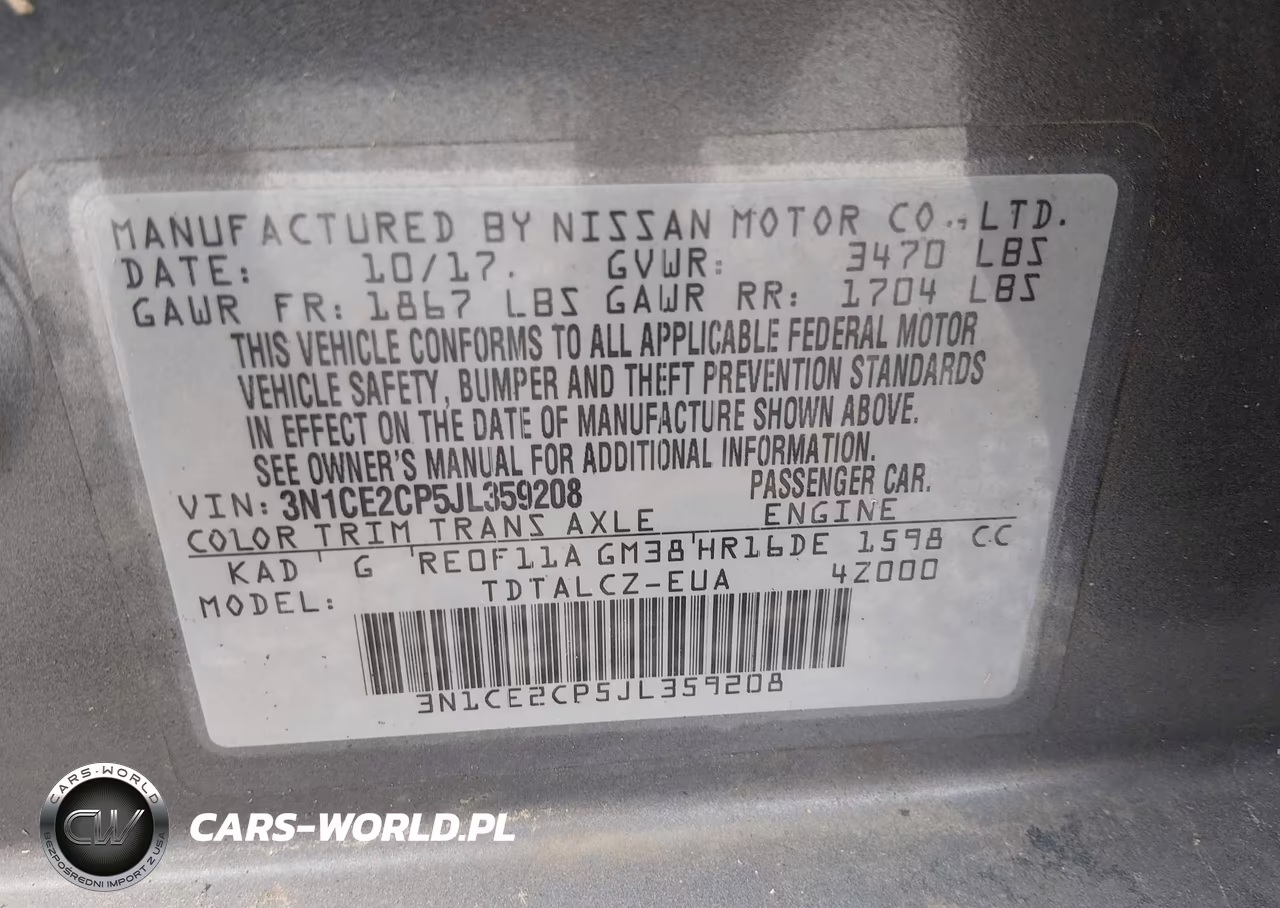 2018 Nissan Versa Note S VIN:3N1CE2CP5JL359208 - 9