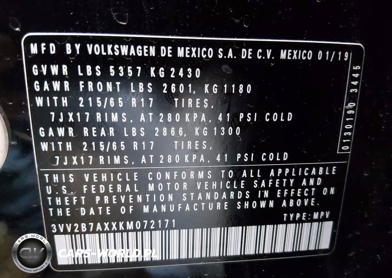 2019 Volkswagen Tiguan 2.0T Se-2.0T Sel-2.0T Sel R-Line-2.0T Sel R-Line Black VIN:3VV2B7AXXKM072171 - 9