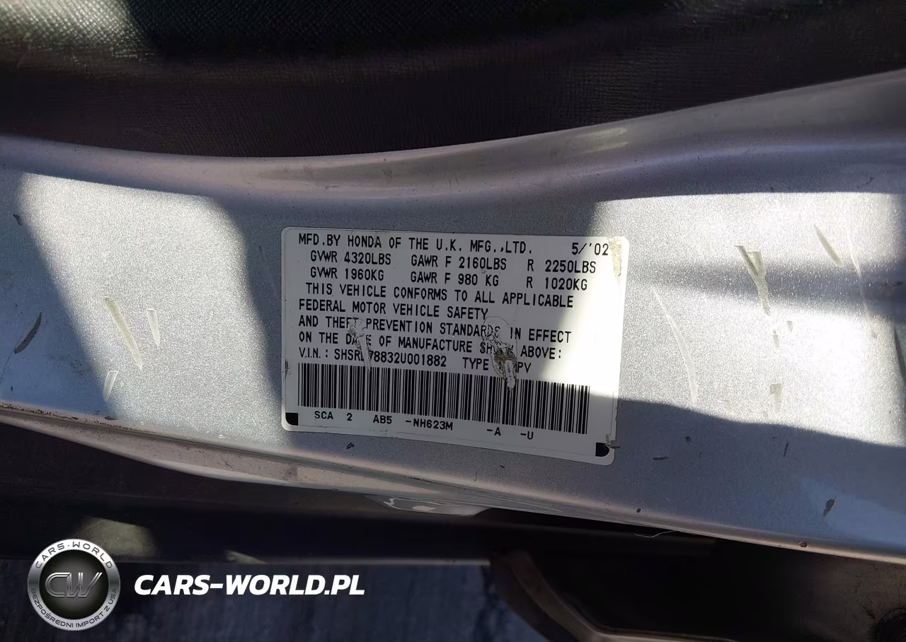 2002 Honda Cr-V Ex VIN:SHSRD78832U001882 - 9