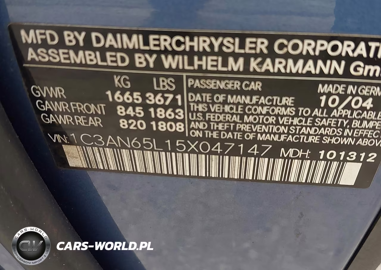 2005 Chrysler Crossfire Limited VIN:1C3AN65L15X047147 - 9