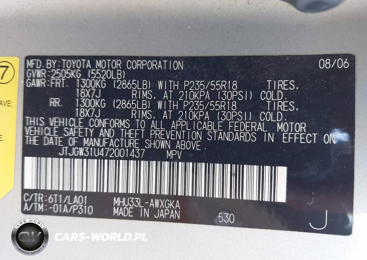 2007 Lexus Rx 400H VIN:JTJGW31U472001437 - 9