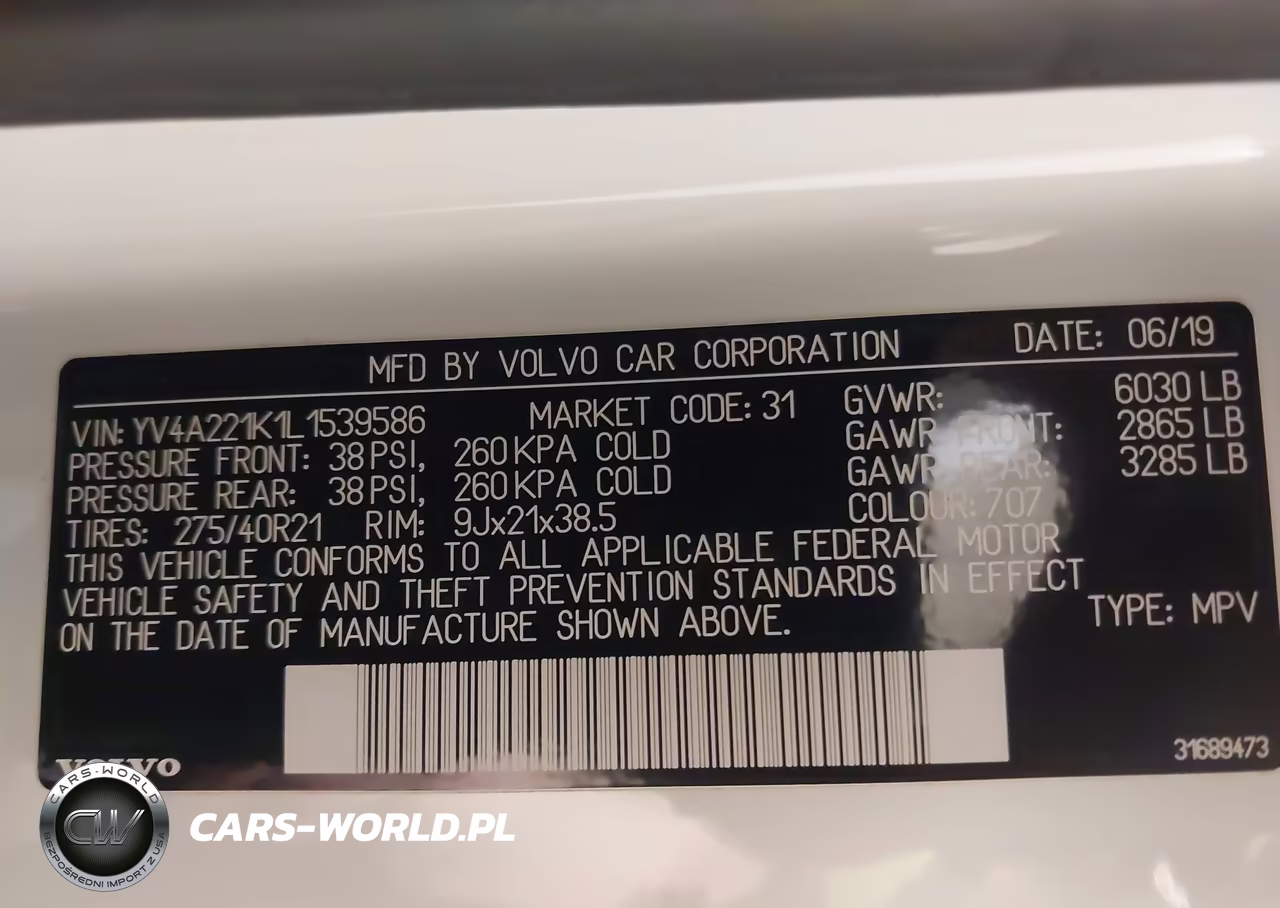 2020 Volvo Xc90 T6 Momentum 6 Passenger VIN:YV4A221K1L1539586 - 9