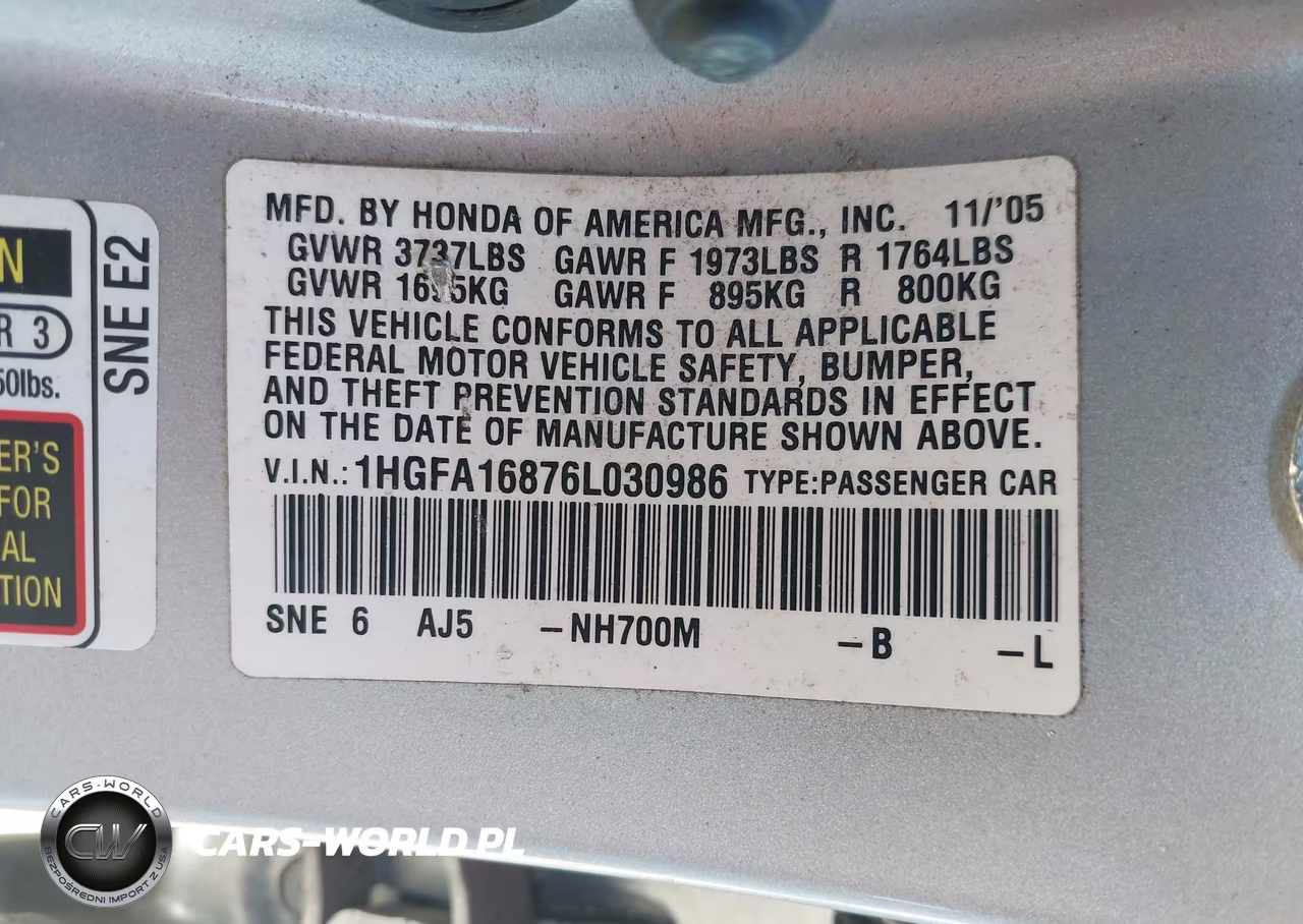 2006 Honda Civic Ex VIN:1HGFA16876L030986 - 9