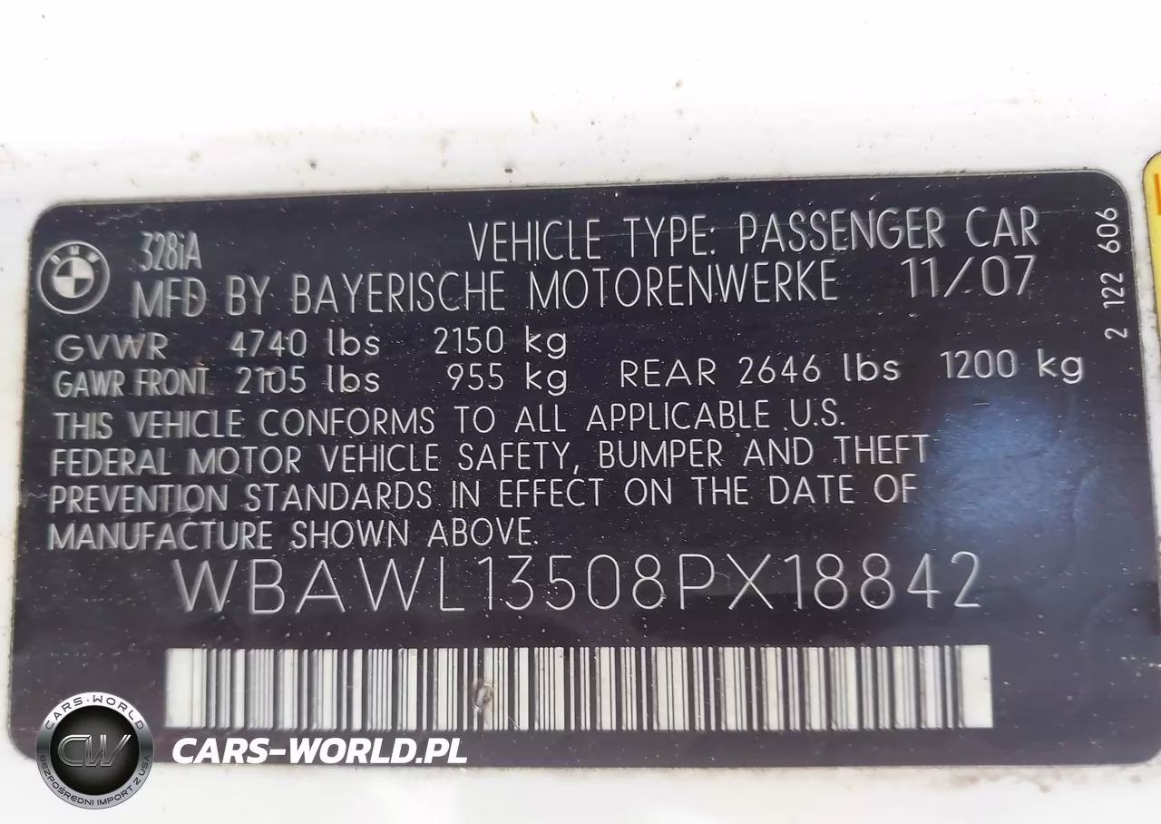 2008 BMW 328I VIN:WBAWL13508PX18842 - 9