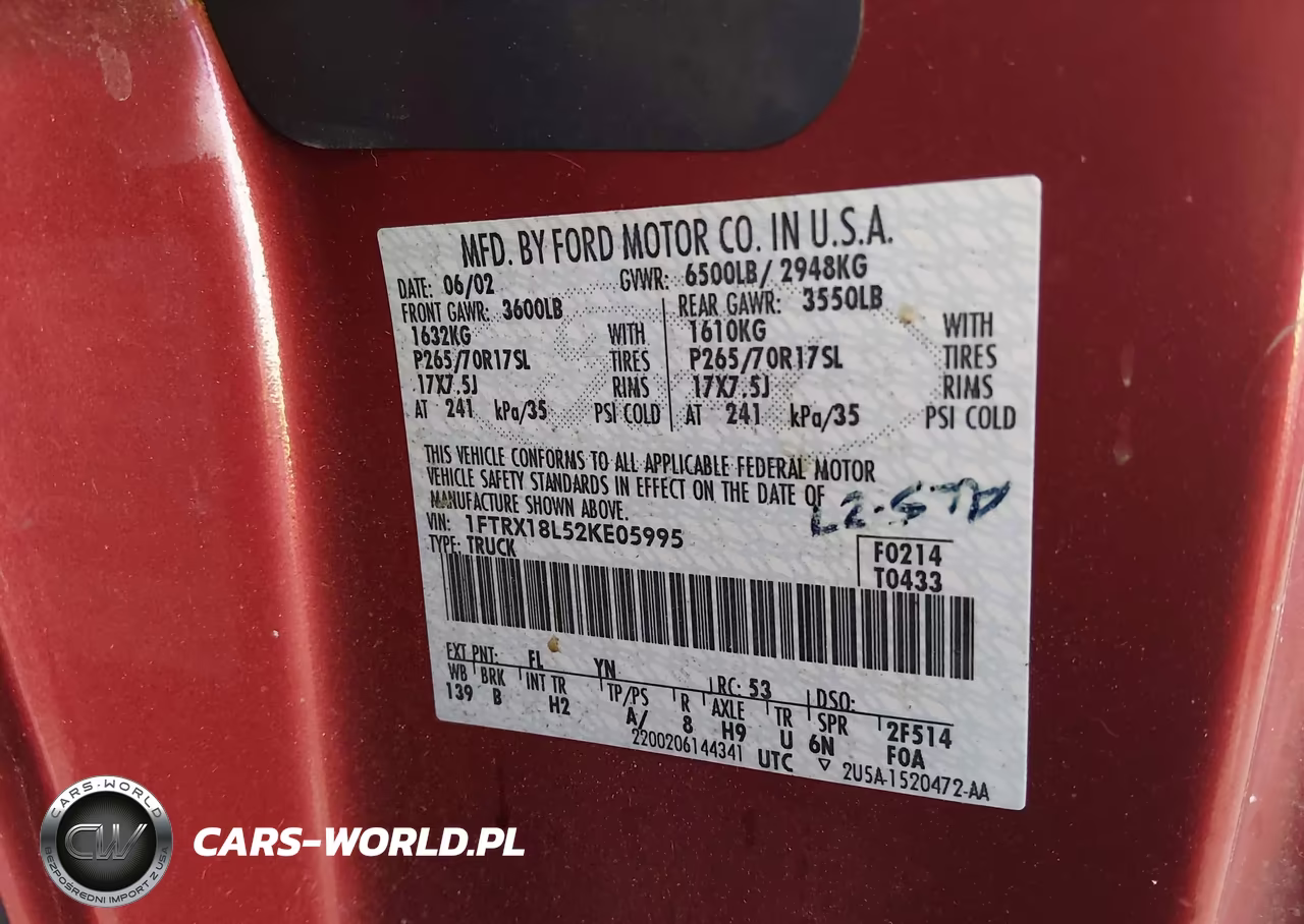 2002 Ford F-150 Lariat-Xl-Xlt VIN:1FTRX18L52KE05995 - 9